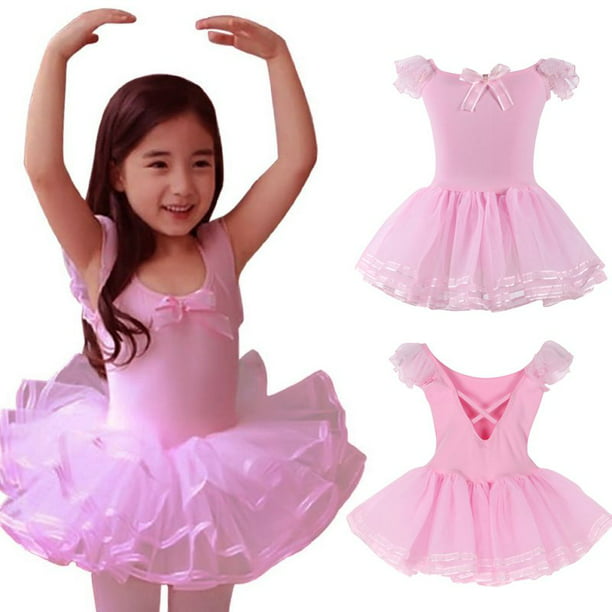 Girl Gymnastics Leotard Dress Toddler Ballet Dance Tutu Skirt Dancewear Costume